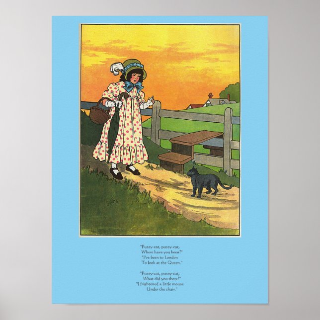 Poster Gato de merda onde você esteve? Madre Goose Rhyme (Frente)
