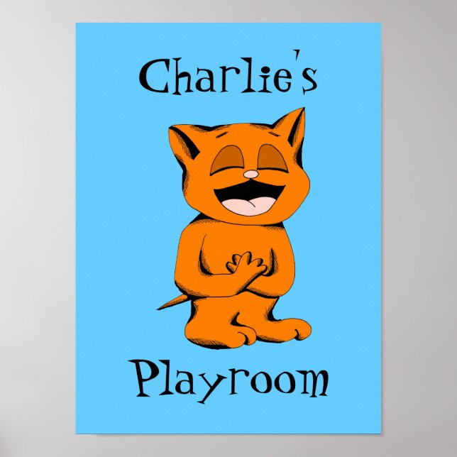 Poster Gato de Mocha de Texto e Plano de Fundo Personaliz (Frente)