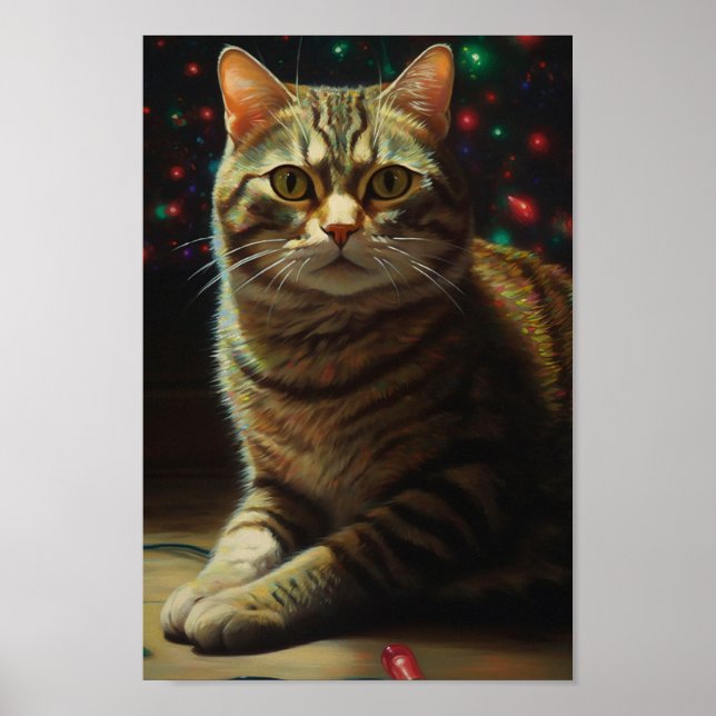 Poster Gato de Natal bonito (Frente)