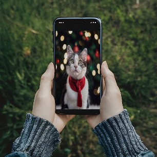 Poster Gato de Natal bonito com um arco