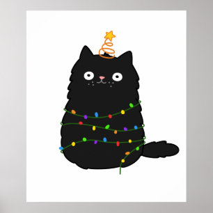 Poster Gato de Natal do Kawaii