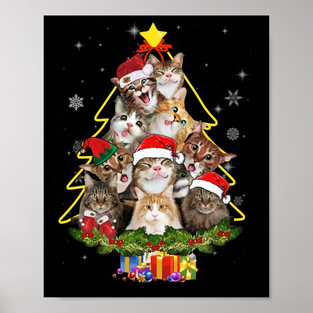 Poster Gato de Natal Engraçado Camisa Engraçada de Natal  (Frente)