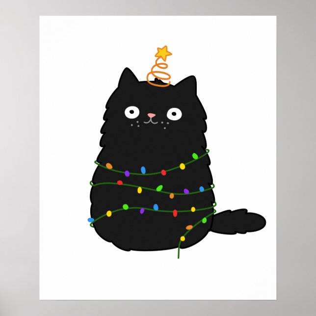 Poster Gato de Natal Gato Kawaii (Frente)