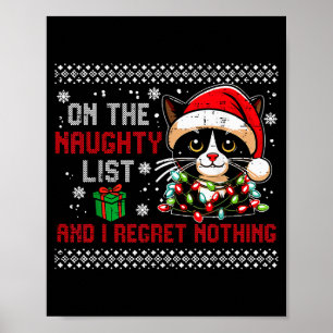 Poster Gato de Natal Lista de Travessos Não Se Arrependa 