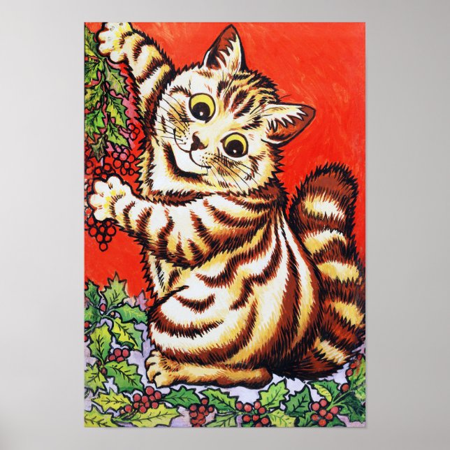 Poster Gato de Natal, Louis Wain (Frente)