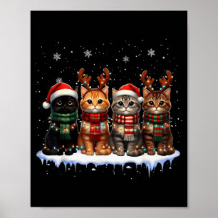 Poster Gato de Natal Meowy Natal Fofo Para Homens Mulher