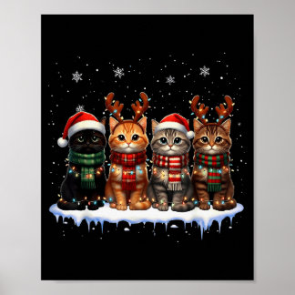 Poster Gato de Natal Meowy Natal Fofo Para Homens Mulher 