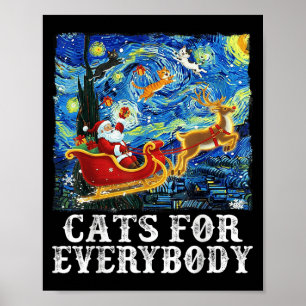 Poster Gato De Natal Para Todos Os Papais noeis Reindeer