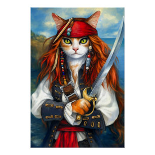 Pôster Gato de Pirata de Swashbuckler   Fantasy Character