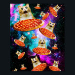 Poster Gato de pizza espacial engraçado<br><div class="desc">Engraçado e design maluco por um presente legal!</div>