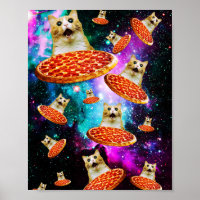 Gato de pizza espacial engraçado