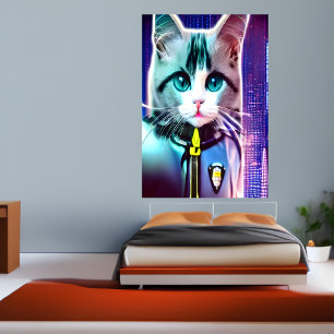 Poster Gato de Ragdoll com uniforme policial   AI Art Pos