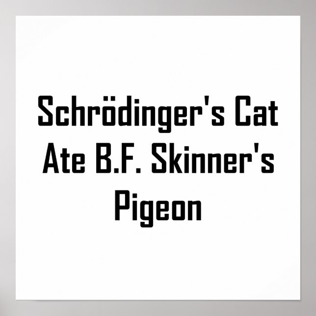 Pôster Gato de Schrodinger Ate B.F. Skinner's Pigeon (Frente)