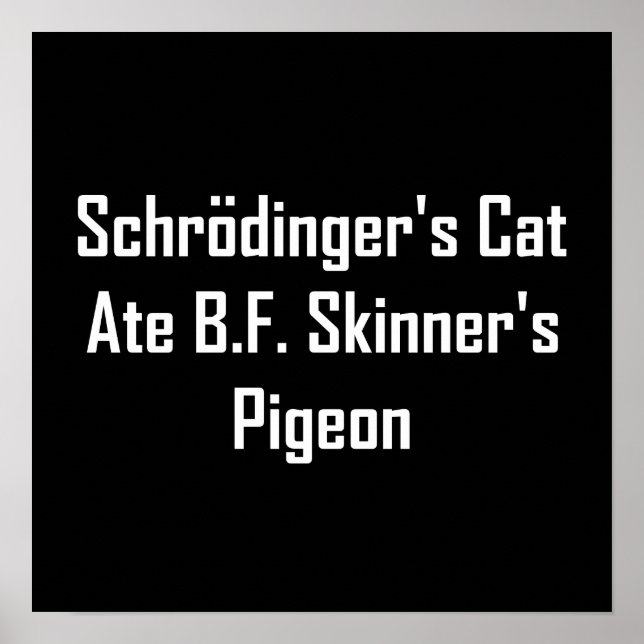 Pôster Gato de Schrodinger Ate B.F. Skinner's Pigeon (Frente)