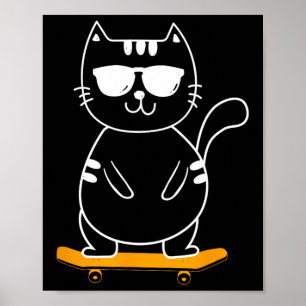Poster Gato de Skate - Skate Skateboard Skatista