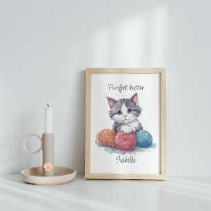 Poster Gato de tricô Puro Personalizado para Amantes de F