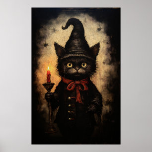 Poster Gato de Vintagem Gótica Spooky