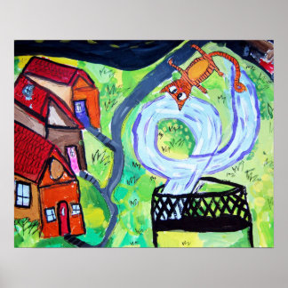 Pôster Gato de Vizinhança em um Trampoline