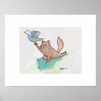 Poster Gato de Yoga-Art em Pombo