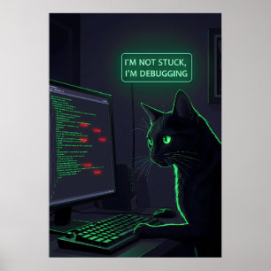 Poster Gato Depurador Programador - "Não Estou Preso"
