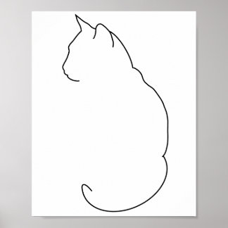 Poster Gato desenhado por linha