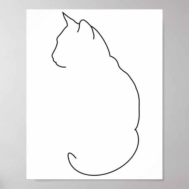 Poster Gato desenhado por linha (Frente)