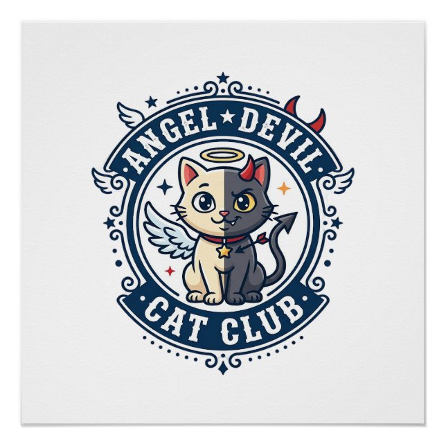 Pôster Gato Diabo Anjo Presente para Mãe de Gato - Gato D (Frente)