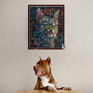 Poster Gato Digital, Arte, Bonito, Retrato de Gato Calico