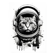 Gato do Astronauta Negro e Branco