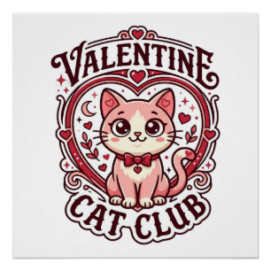Pôster Gato do Dia dos Namorados Design engraçado do aman