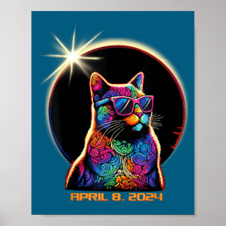 Poster Gato do Eclipse Solar Engraçado Eclipse Solar