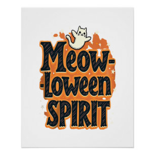 Pôster Gato do Espírito do Meow-loween