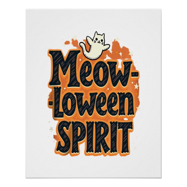 Pôster Gato do Espírito do Meow-loween (Frente)