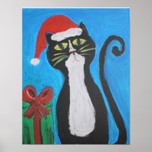 Poster Gato do Natal da arte popular