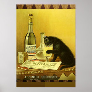Pôster Gato do vintage - o absinto burguês