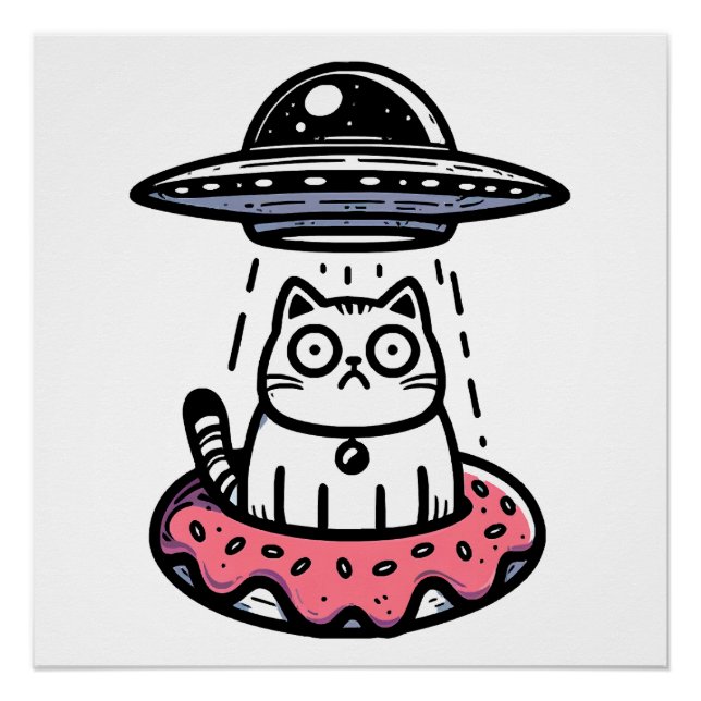 Pôster Gato Donut OVNI (Frente)