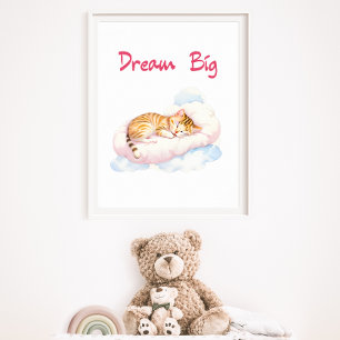 Poster Gato Dormindo em um Aurário em Nuvem Sonha Grande