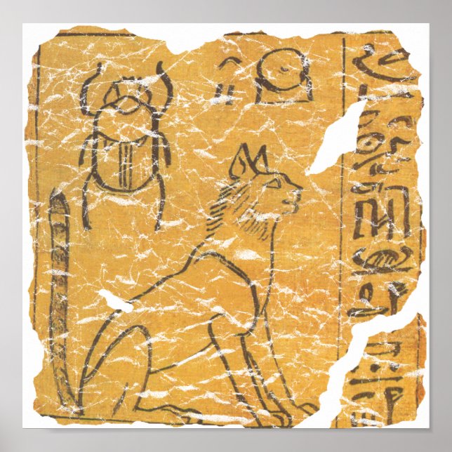 Poster Gato e cachecol egípcios antigos (Frente)