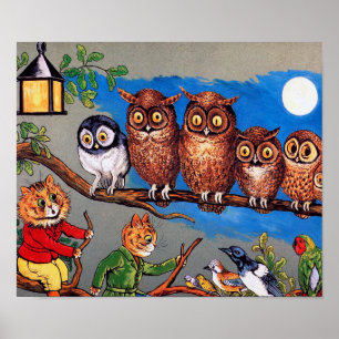 Poster Gato e Coruja, Louis Wain