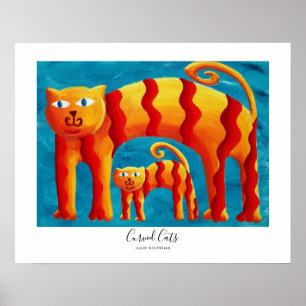 Poster Gato e Gatinho Curvados Coloridos Modernos e Fofos