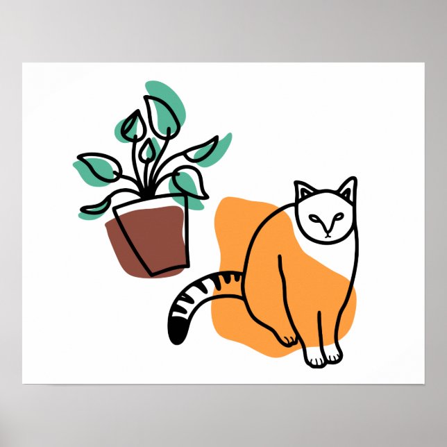 Poster Gato e planta (Frente)