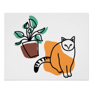Pôster Gato e planta