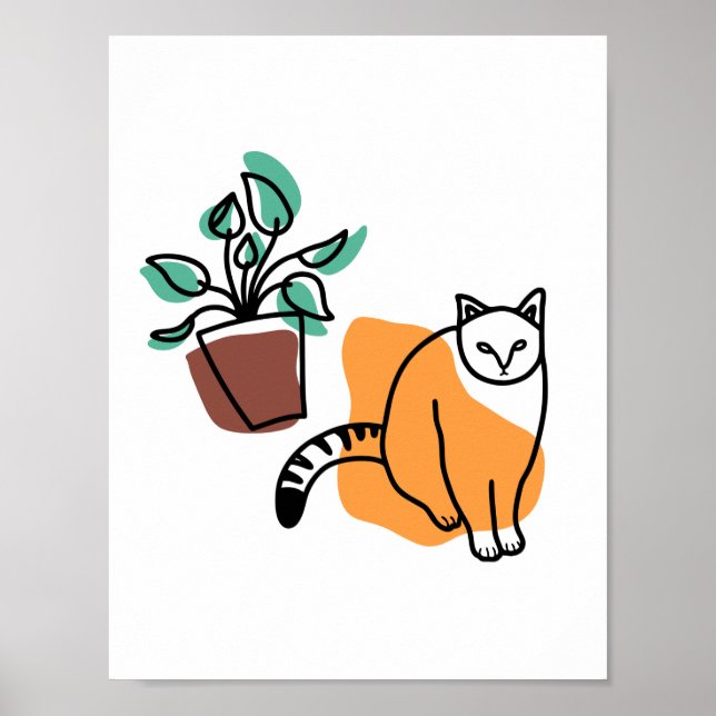 Poster Gato e planta (Frente)