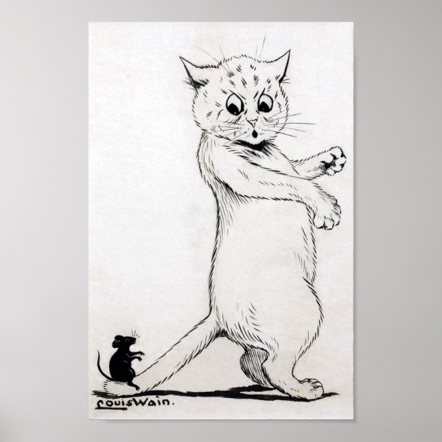 Poster Gato e Rato, Louis Wain (Frente)