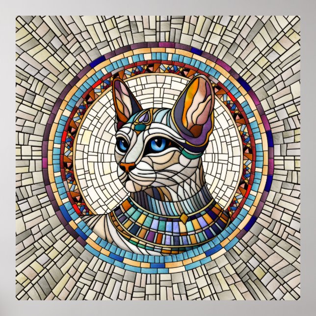 Poster Gato Egípcio - Arte Mosaica (Frente)