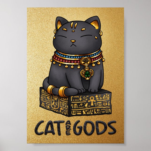 Poster Gato Egípcio Deus Bastet Cat são Deuses (Frente)