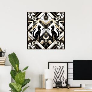 Poster Gato Elegante Amantes do Art Deco