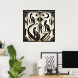 Poster Gato Elegante Amantes do Art Deco<br><div class="desc">Gato elegante Art Deco amante Poster</div>