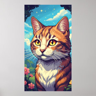 Poster Gato elegante com olhos ouros cintilantes