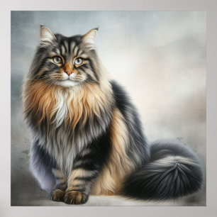 Poster Gato Elegante de Cabelo Longo
